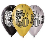 Balony Premium HAPPY BIRTHDAY 60 na urodziny 6szt.