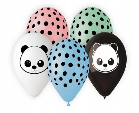 Balony Premium PANDA kolorowe na Urodziny 30cm 5sz