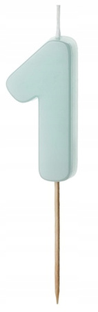 Świeczka na piku Jasna Niebieska cyfra 1 na roczek urodziny tort 5,5cm