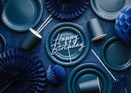 Kubeczki Papierowe Granatowe na Urodziny Ślub Komunię Chrzest 250ml 6szt