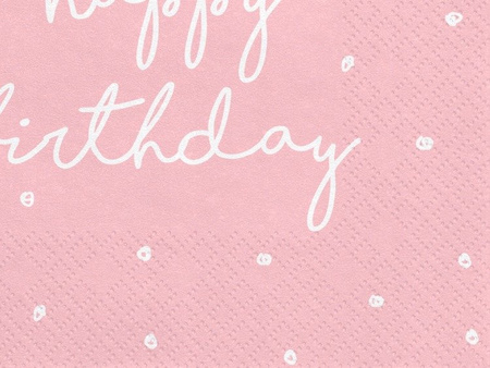 Serwetki RÓŻOWE papierowe Happy Birthday 33cm 20sz