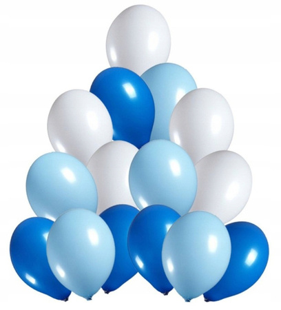Balony BŁĘKITNE BIAŁE NIEBIESKIE na urodziny 15szt