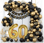 Zestaw CZARNY ZŁOTY na 60 urodziny HAPPY BIRTHDAY Girlanda Balonowa 80szt