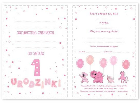 Zaproszenia na 1 URODZINY ROCZEK + koperta 10szt