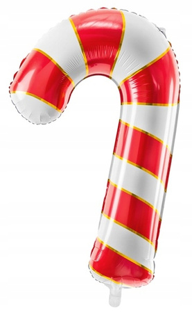 Duży Balon Cukrowa Laska Czerwona Foliowy na Święta Boże Narodzenie 50x82cm