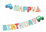 Baner AUTA samochody napis HAPPY BIRTHDAY 250x16cm