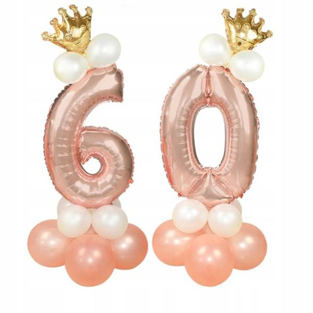 Zestaw ROSE GOLD na 60 urodziny RÓŻOWE ZŁOTO balon