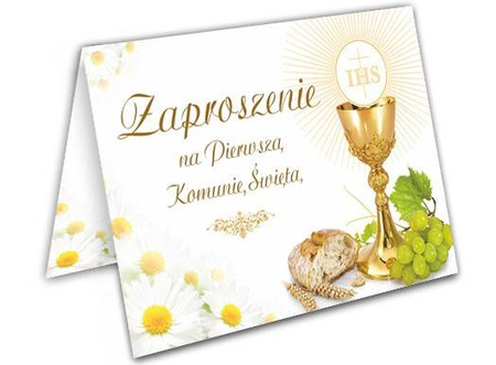 Zaproszenia na Pierwszą Komunię św. koperty 10szt