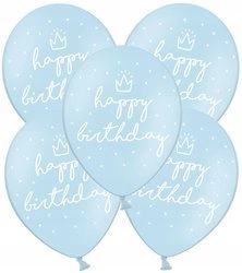 Balony HAPPY BIRTHDAY na URODZINY błękitne 5szt