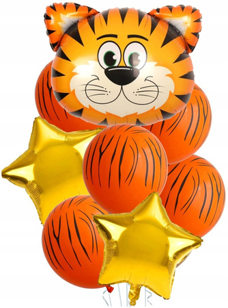 Zestaw balony foliowe TYGRYS na urodziny roczek x8