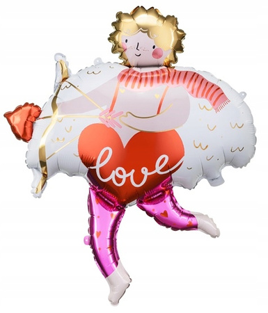 Duży Balon foliowy Kupidyn Serce urodziny roczek party Walentynki 82x99cm