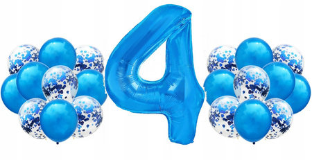 Zestaw CIEMNY NIEBIESKI na 4 URODZINY 100cm balony