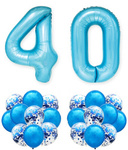 Zestaw NIEBIESKI na 40 URODZINY 100cm DUŻE balony