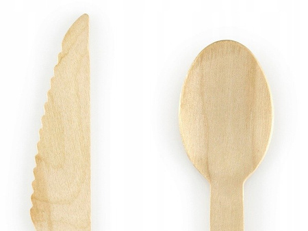 Sztućce drewniane Różowe na urodziny 16cm 18szt