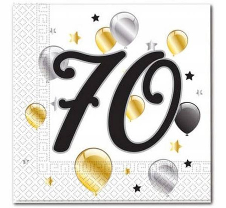 Serwetki Balloons - 70 na urodziny 33x33cm 20szt