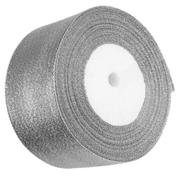 Tasiemka wstążka SREBRNA BROKATOWA dekoracyjna do kokardek szycia 50mm 22mb