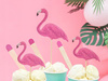 TOPPER na tort ALOHA FLAMINGI RÓŻOWE 15-23cm 6szt