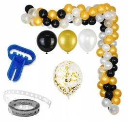 Zestaw girlanda CZARNY ZŁOTY balony urodziny 100sz