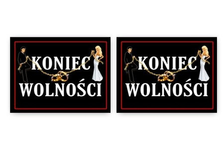 Naklejki KONIEC WOLNOŚCI na pod buty dla męża żony