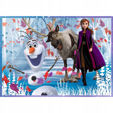 Puzzle KRAINA LODU Podróż w nieznane FROZEN ELZA ANNA OLAF 4w1 TREFL 4+