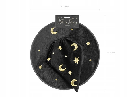 Czapka WIEDŹMY Czarodzieja kapelusz CZARNY czarownicy na Halloween bal 42cm