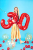 DUŻY balon foliowy Cyfra 9 CZERWONY 100cm urodziny