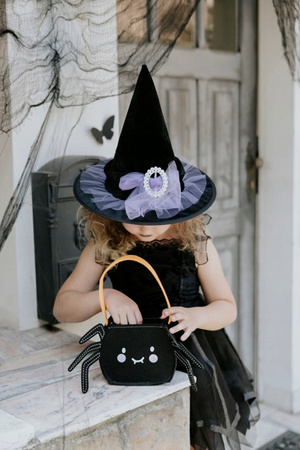 Torebka Pająk Czarna z Filcu na Słodycze Cukierki na Halloween 35x18x8cm