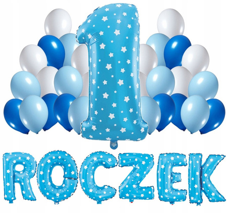 Zestaw NIEBIESKI balony na ROCZEK 1 urodziny 100cm
