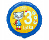 Duży Balon Foliowy Kicia Kocia Trzy Latka na 3 Trzecie Urodziny Kotek 46cm