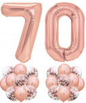 Zestaw RÓŻOWE ZŁOTO na 70 URODZINY 100cm ROSE GOLD