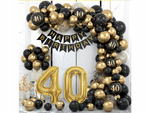 Zestaw CZARNY ZŁOTY na 40 urodziny HAPPY BIRTHDAY Girlanda Balonowa 80szt