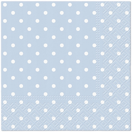 Serwetki Niebieskie w Białe Kropki na Urodziny Dots Light Blue 25cm 20szt