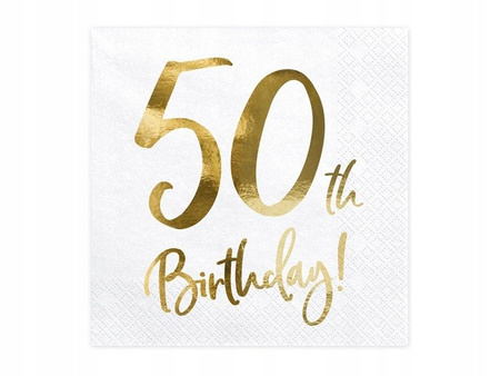 Serwetki na 50 urodziny 50th Birthday 33x33cm 20sz