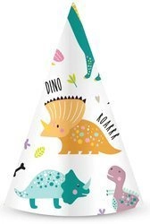Czapeczki DINOZAURY papierowe na urodziny 6szt