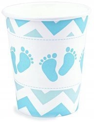 Kubeczki STÓPKI niebieskie BABY SHOWER roczek 6szt