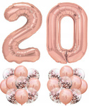 Zestaw RÓŻOWE ZŁOTO na 20 URODZINY 100cm ROSE GOLD