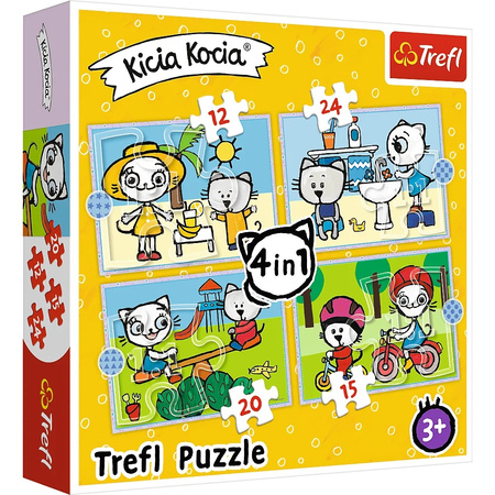 Puzzle KICIA KOCIA Dzień Kici Koci układanka 4w1 PREZENT dla dzieci TREFL