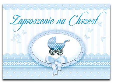Zaproszenia NIEBIESKIE na CHRZEST CHŁOPCA 10szt.