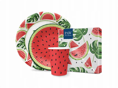 Talerzyki Kolorowe Arbuzy Tasty Watermelons Urodziny Roczek Lato 23cm 8szt