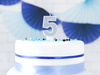 Świeczka Srebrna Brokatowa na 5 urodziny tort 7cm