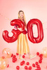 DUŻY balon foliowy Cyfra 2 CZERWONY 100cm urodziny