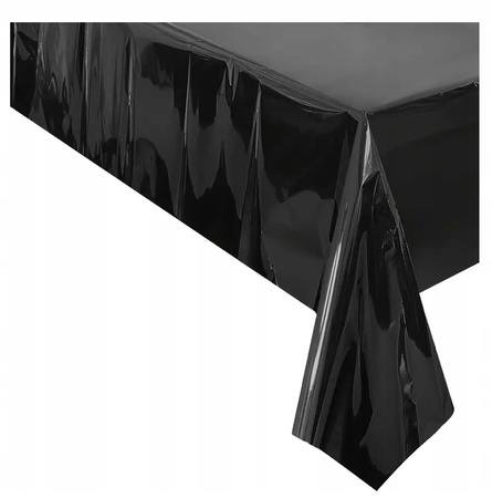 DUŻY Obrus Metaliczny Czarny foliowy na stół Urodziny ROCZEK 137x183cm