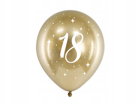 DUŻE Balony ZŁOTE chromowane GLOSSY BIAŁE 18 na urodziny jubileusz 30cm 6sz