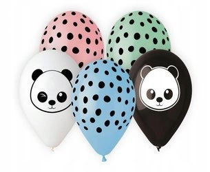 Balony Premium PANDA kolorowe na Urodziny 30cm 5sz