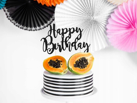 TOPPER na tort HAPPY BIRTHDAY CZARNY 22,5cm ROCZEK