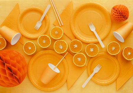 Kubeczki Papierowe Jasne Pomarańczowe na Urodziny Roczek Ślub 250ml 6szt