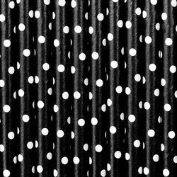 Słomki CZARNE papierowe KROPKI na urodziny roczek