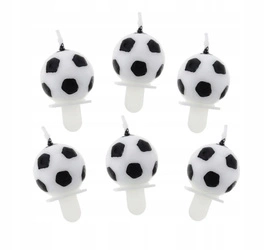 DUŻE Świeczki okrągłe PIŁKA NOŻNA piłkarskie na urodziny przyjęcie tort 6sz