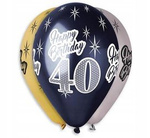 Balony Premium HAPPY BIRTHDAY 40 na urodziny 6szt.