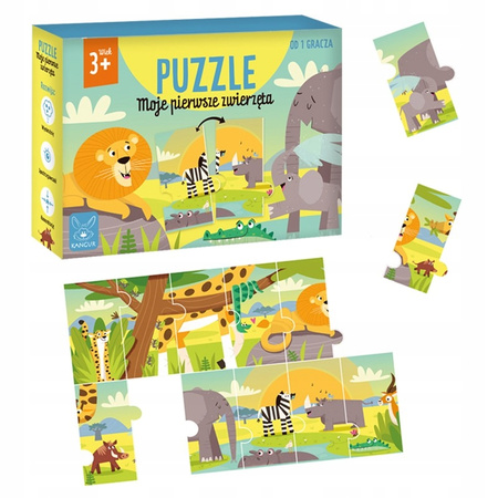 PUZZLE MOJE PIERWSZE ZWIERZĘTA lew żyrafa słoń PREZENT dla dzieci 3+ 80cm